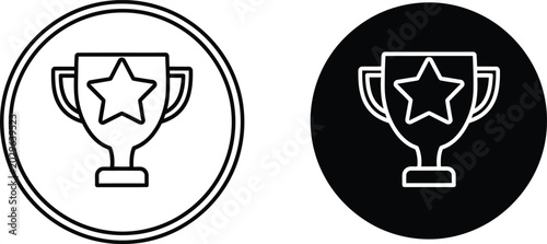 Schilderij op canvas Award trophy with star icon set line and solid versions