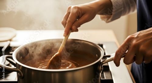 Personal chef stirring national dish on a busy day