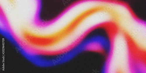 Abstract Blurry Liquid Wave of Neon Pink and Orange Light on Dark Background