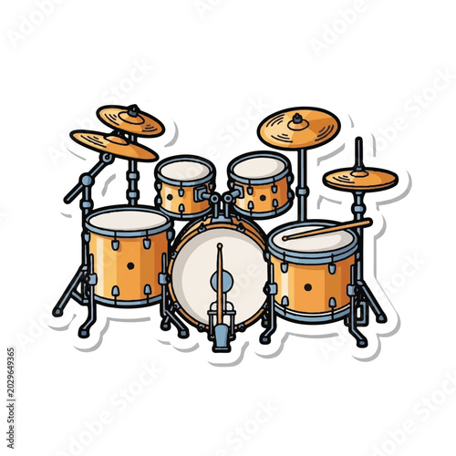 Bilde på lerret Drum set with cymbals and stands 2.