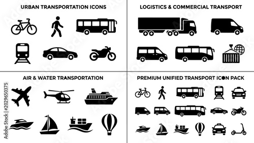 transportation icon vector collection