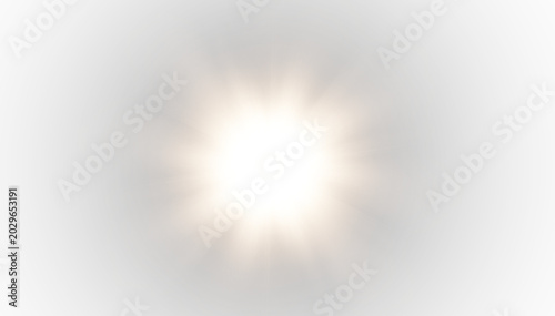 Bild auf Leinwand Bright warm starburst flare in center with soft glowing rays, abstract delicate