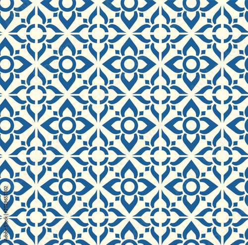 Fotografie Seamless blue geometric mosaic tile pattern, traditional kaleidoscopic backgroun