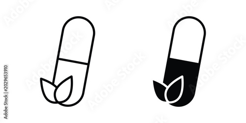 Foto Herbal capsule icon symbol Isolated. Vector Illustration.
