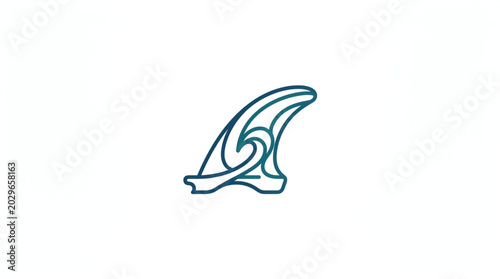 Foto Stylized surfboard fin with wave design.