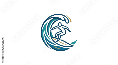 Foto Surfer riding a large ocean wave with style and skill.