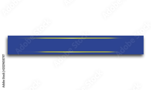Blue banner with yellow lines isolated on transparent background