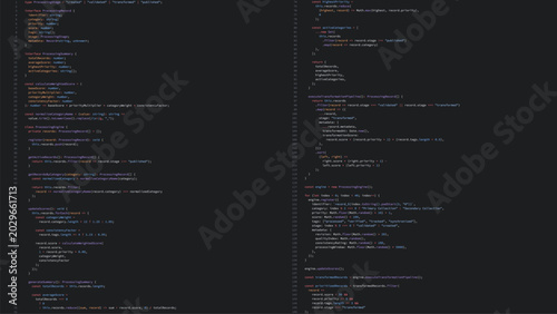 Tableau sur toile Computer screen displaying TypeScript code background