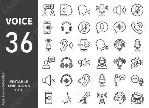 Foto Voice web icons in line style