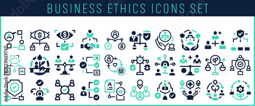 Photos Collection of professional business ethics icons for corporate design projects