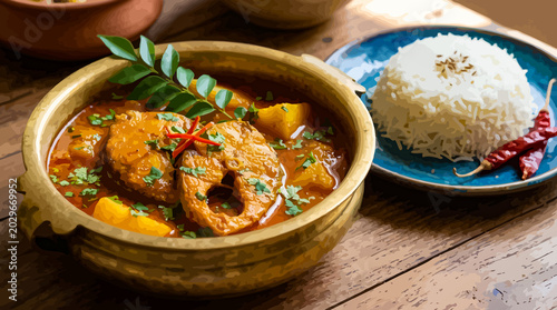 Delicious chicken and rice served with vegetables on a plate