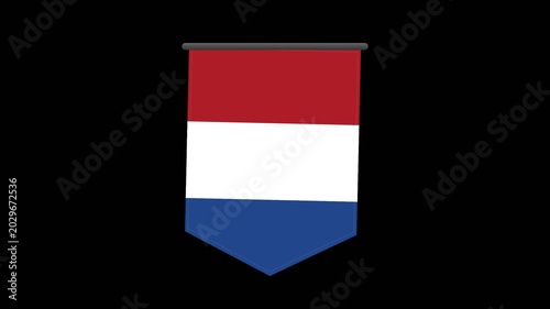 Dutch flag on black background.