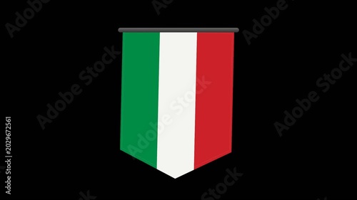 Italian flag symbol on black background.