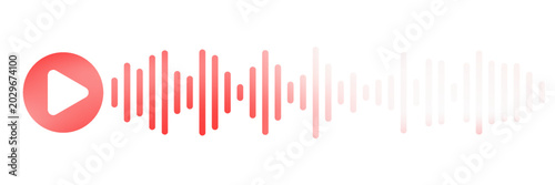 Tableau sur toile Sound wave decibel audio records simple voice message icon isolated on white background