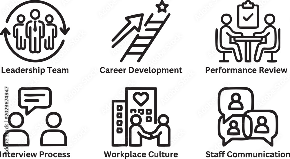 Fototapeta premium Leadership Training and Team Development Line Icons