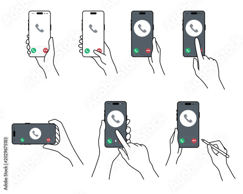 Colored text of hands holding phone call smartphone