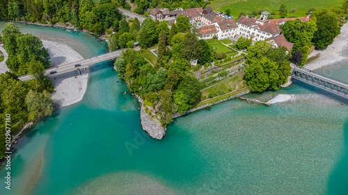 Obraz na plátně Aerial view of Reichenau town