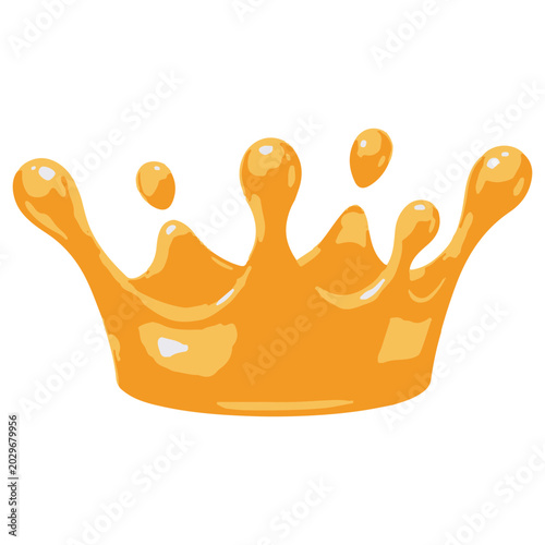 Orange Juice Splash Crown in Reflective Citrus 3D Vector Icon Style