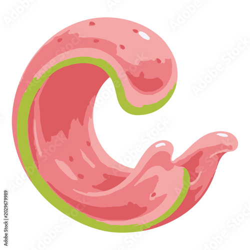 Glossy Watermelon Juice Splash Wave with Smooth 3D Vector Gradients