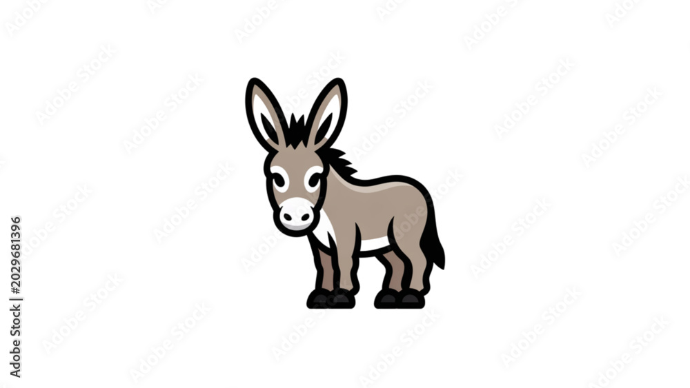 Obraz premium Cute cartoon donkey standing with simple line art style Vector