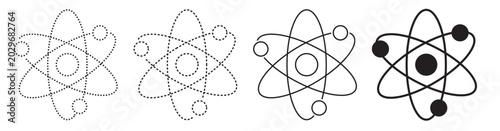 Quadro su tela Progression of atomic models showing electrons orbiting nucleus with electron ch
