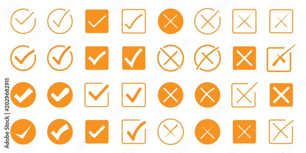 Fotografia Check mark icon button set