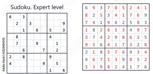 Φωτογραφία Expert level sudoku puzzle with numbers and grid layout