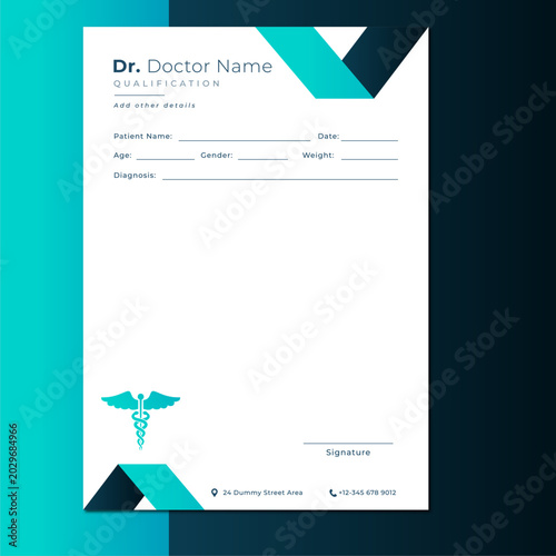 Clean Professional Medical Prescription Template for Doctor Hospital