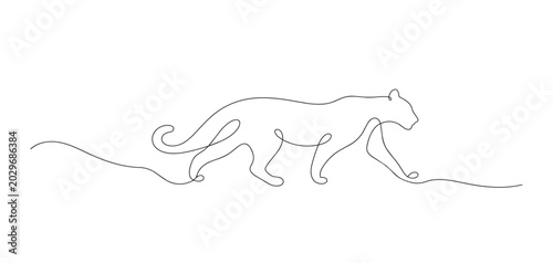 Photography One line drawing of jaguar standing proudly