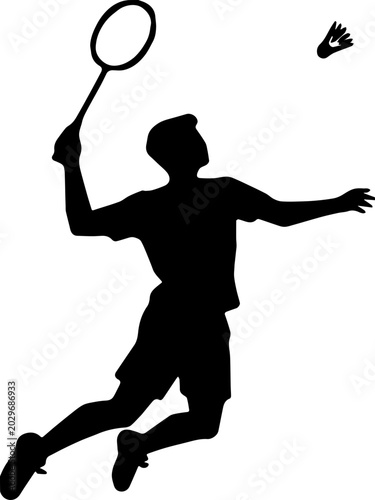 Badminton player silhouette vector illustration