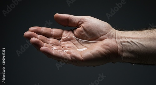 Hand with palm up gesture.