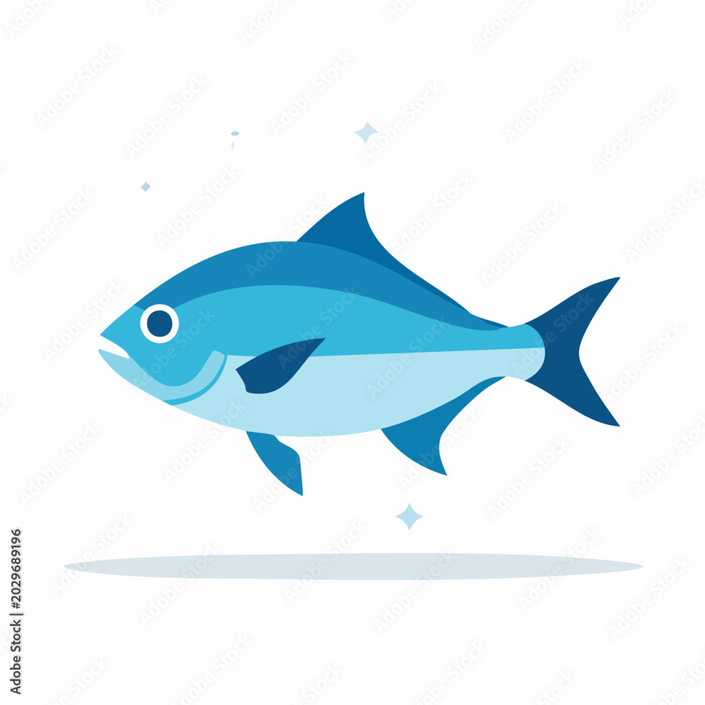 Fototapeta premium Stylized Blue Fish Illustration