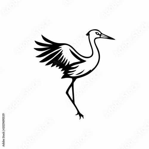Elegant Minimalist Crane Bird Line Art Vector Logo Design with Modern Wildlife Silhouette Illustration