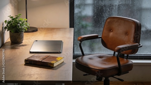 Cozy Workspace with Desk and Tablet