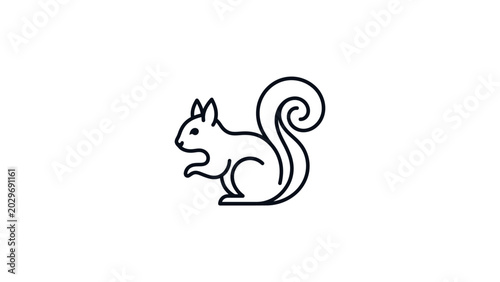 Tableau sur toile A simple line drawing of a squirrel on a white background with a minimalist style and black lines
