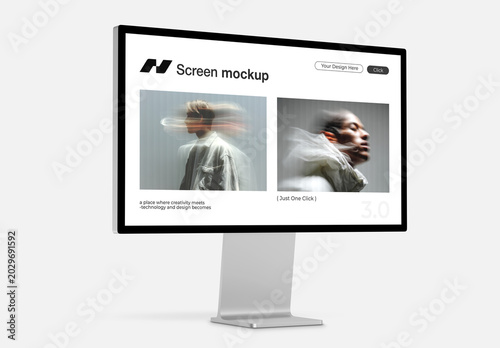 Modern Desktop Computer Monitor Display Mockup Isolated on White Background
