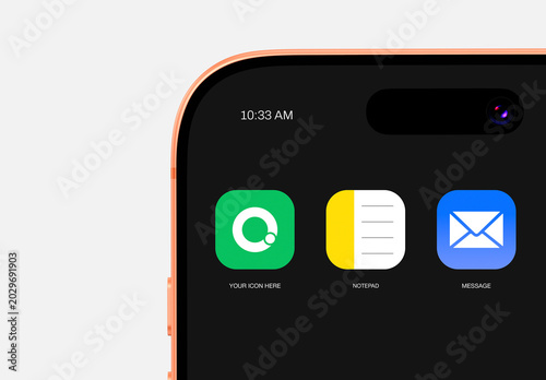 Modern Mobile App Icon Mockup with Smartphone Screen UI