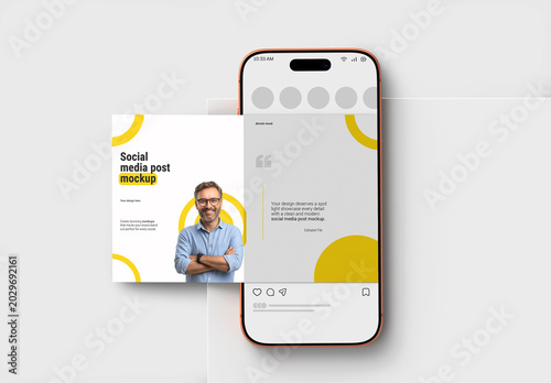 Social Media Post Mockup on Smartphone Screen