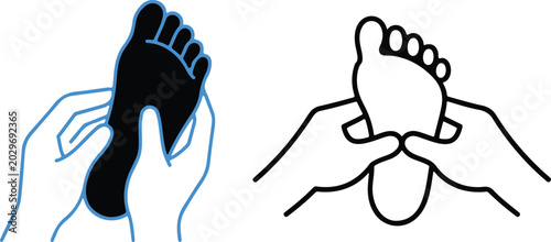 Foot massage therapy icon vector illustration set