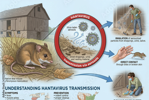 Hantavirus Transmission Medical Concept with Infected Rodent
