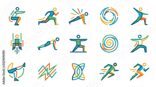 Fitness Icons Representing Exercise and Movement.