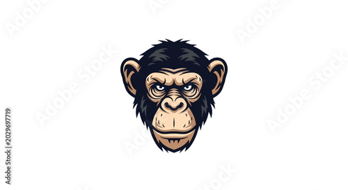 Photography Cartoon chimpanzee monkey face closeup.