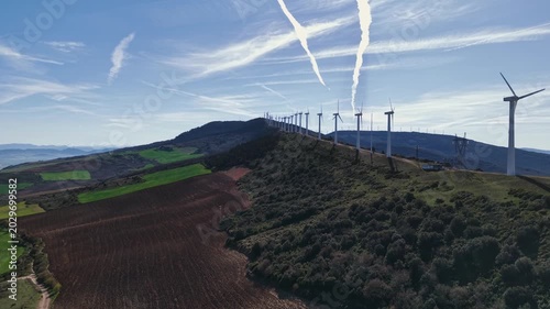 Alto del Perdón Wind Turbines – Cinematic Aerial Flyby Shot