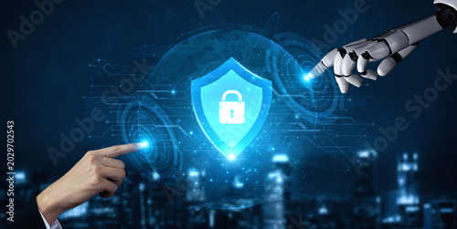 Quadro em tela A smart AI assistant acts as a digital security shield, offering active network protection