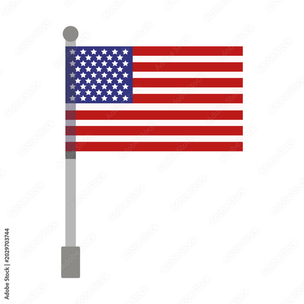 Fototapeta premium United States flag with pole