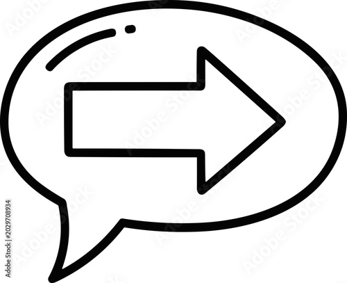 Slika na platnu Speech bubble with arrow pointing right, communication, forward movement, outgoi