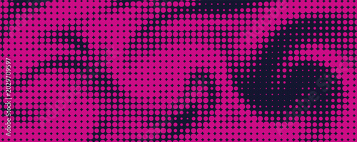 Abstract vector torn red halftone sound wave. Scrathed dotted texture element.