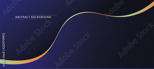 Blue luxury background with orange mix line decoration and curve light effect, template premium award design. Vector illustration