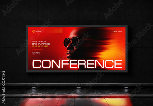 Futuristic Conference Billboard PSD Mockup