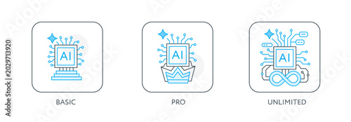 Set of illustrations concept with businessmen. technology, partnership, artificial intelligence business robot, cybes. linear illustration Icons infographics. Landing page site print poster. Line